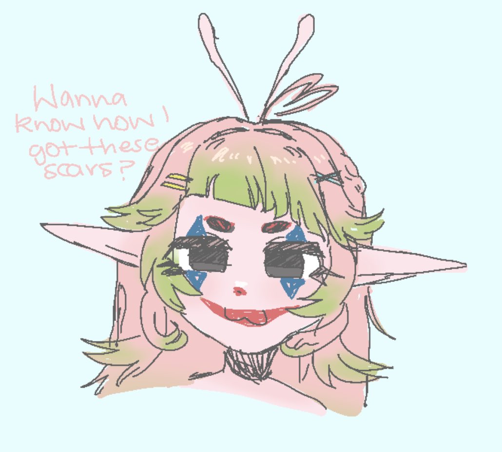 bipsquweek's tweet photo. Wanna know how I got these scars~
🎨- @/SillyShrimpi
#Vtuberart #Vart #Vtuber #Art https://t.co/p2Igd5heuW