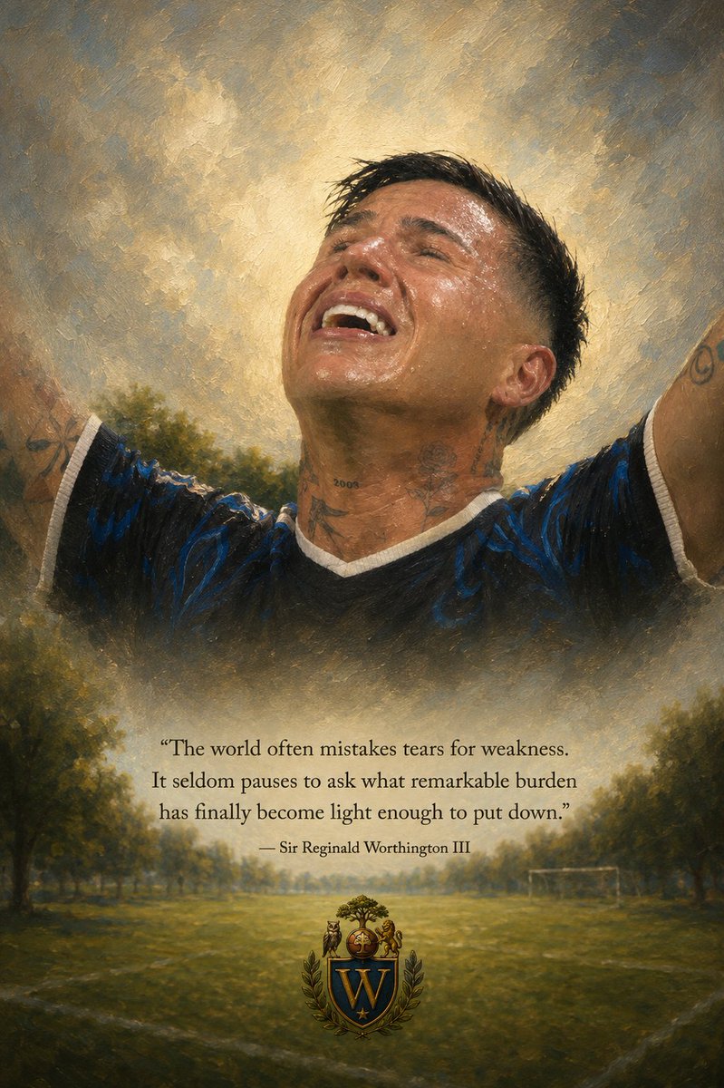 SirRegIII's tweet photo. "The world often mistakes tears for weakness. It seldom pauses to ask what remarkable burden has finally become light enough to put down."

— Sir Reginald Worthington III

#WorthingtonAcademy #Argentina #Football https://t.co/p6SRcO1xzB