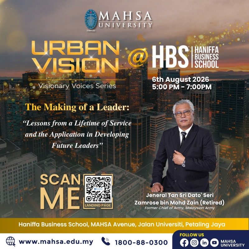 HaniffaSchool's tweet photo. Join us at Urban Vision – Visionary Voices hosted by Haniffa Business School (HBS).

Register: https://t.co/eVGdLerlo6

#UrbanVision #Leadership #FutureLeaders #MilitaryLeadership #MAHSAUniversity #HaniffaBusinessSchool https://t.co/1Xuabq720Q