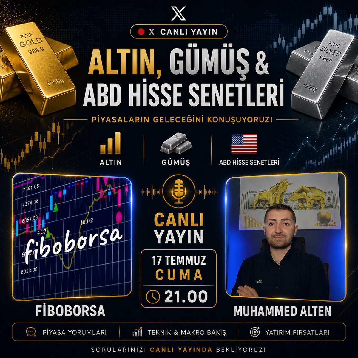 Muhammedanaliz's tweet photo. Yarın akşam saat 21.00 da değerli @fiboborsa hocam ile Emtialar ve Hisse senetlerindeki güncel görünümleri konuşacağız. 

Müsait olan herkesi bekleriz. 

#altın #gümüş #Nasdaq https://t.co/2WdXrbPPwI