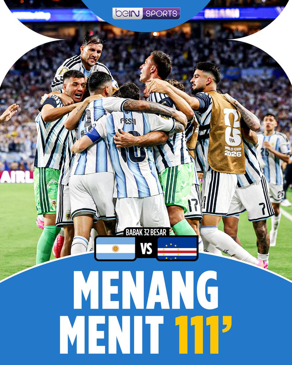 beINSPORTSid's tweet photo. MENTAL JUARA Argentina benar-benar dibuktikan pada fase gugur Piala Dunia kali ini 🔥 Berkali-kali mereka menang pada menit akhir bahkan dia comeback!

#beINWorldCup2026 #WorldCup2026 https://t.co/83PzUOtVJn
