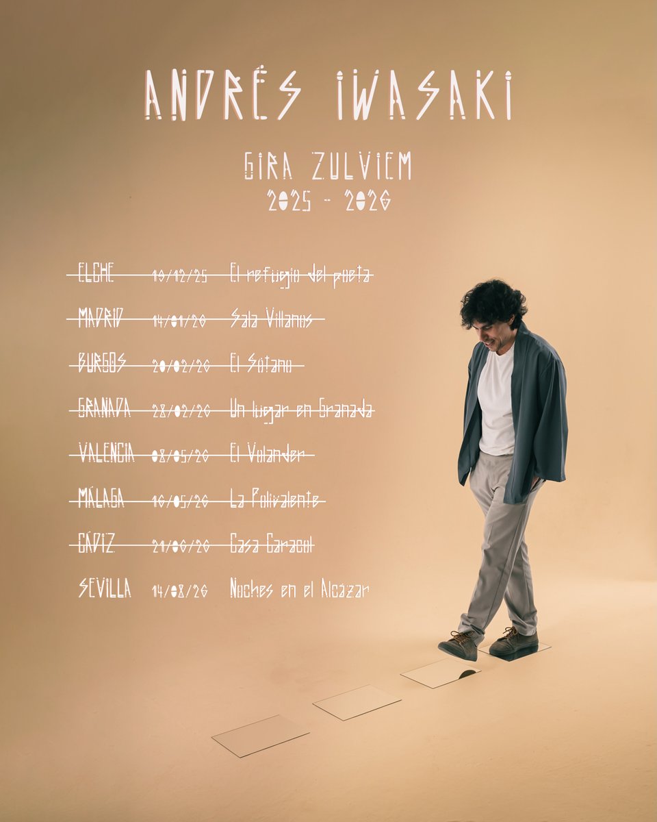 LTMusics's tweet photo. #NOVEDADES Andrés Iwasaki aterriza en Noches del @NochesAlcazar de Sevilla 
El 14 de agosto y presenta su nuevo álbum, «Zulviem»
https://t.co/DIHO3uq27k https://t.co/erp5ZXCduR