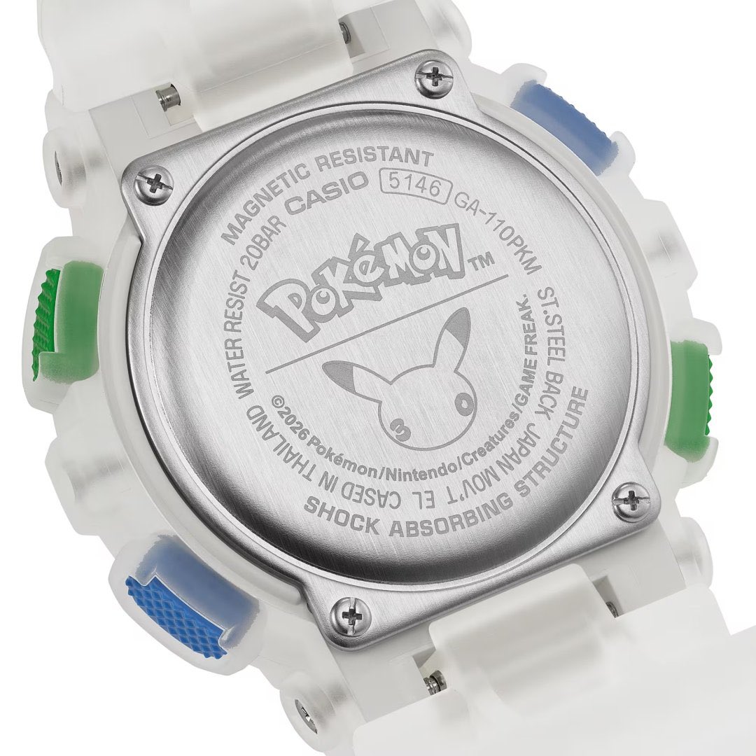 fullress's tweet photo. ポケモン × G-SHOCK コラボ「GA-110PKM-7A」が国内 2026年 7/17 発売 (Pokemon Gショック ジーショック)

・GR8 オンライン 7/17 10:00~

https://t.co/aiz3MCSbN0 https://t.co/J2becpiBdY