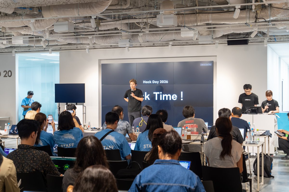 LINE_Global's tweet photo. Unleashing creativity at LINE Hack Day 2026!🚀 
Colleagues from around the world gathered in Japan for our annual hackathon — diving into AI-driven development and new platforms, while connecting with teammates across the globe. https://t.co/gjqAWF6Jnn