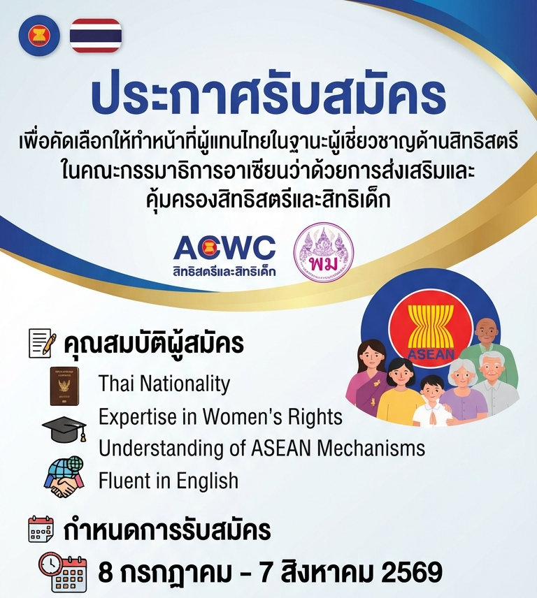 bic_moe's tweet photo. ขอเชิญผู้สนใจสมัครเข้ารับการคัดเลือกให้ทำหน้าที่ผู้แทนไทยในฐานะผู้เชี่ยวชาญด้านสิทธิสตรี ในคณะกรรมาธิการอาเซียนว่าด้วยการส่งเสริมและคุ้มครองสิทธิสตรีและสิทธิเด็ก  (ASEAN Commission on the Promotion and Protection of the Rights of  Women and Children: ACWC)
https://t.co/o8ift4uI9Z https://t.co/VY7Wbc2OVr