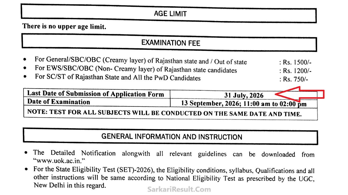srofficial2012's tweet photo. Sarkari Result | Official Website: #SarkariResult.Com (Since 2012)
Rajasthan State Eligibility Test SET 2026 Online Form Last Date Extended
#SarkariResults #Rajasthan #RajasthanSET
Apply & Details :
https://t.co/UtI14Xk0TQ https://t.co/wc36M0JZFJ