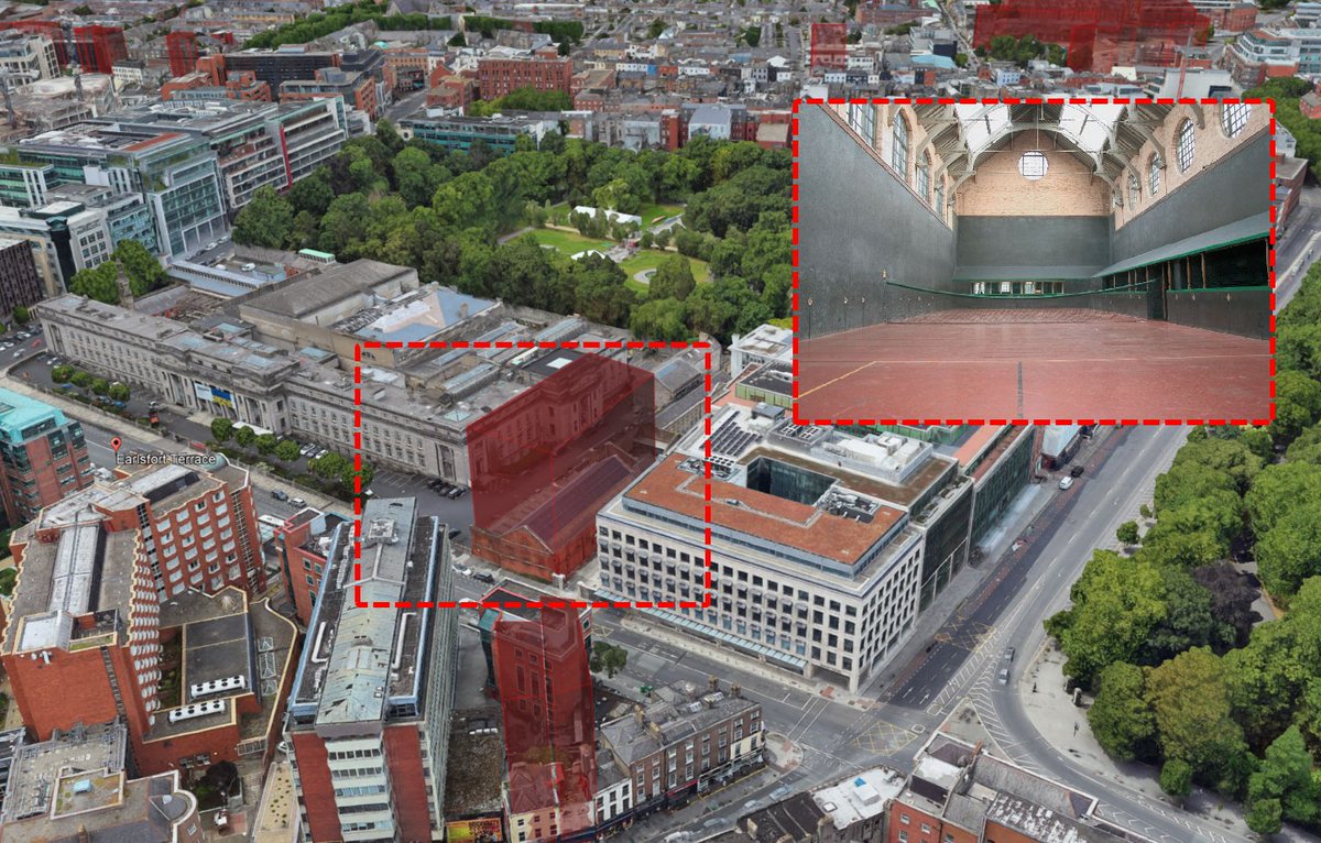 RobCross247's tweet photo. Anyone for real tennis? 🎾

Wouldn’t it be great if the only known purpose-built real (royal) tennis court in Ireland, lying vacant since 2007 , were brought back into use? Built in 1884–85 on Earlsfort Terrace, Dublin 02, for Edward Cecil Guinness, first Earl of Iveagh, it is famous as the venue for the 1890 Real Tennis World Championship, in which Thomas Pettitt of the U.S.A. defended the title in Dublin.

The men’s singles Real Tennis World Championship dates back to 1740, making it the oldest world championship in any sport, predating the modern Olympics and every other sporting world title.

Below is a webpage I built to highlight dereliction in Ireland, propose solutions, and showcase heritage buildings and structures at risk. The page includes quick facts, a summary, history and ownership, a dated photographic decline log, planning/enforcement history, vacancy/dereliction signals, reuse potential, recommended next actions, open questions, and sources.  

ℹ️Research Page:
https://t.co/NvYDtThAa4

#Dublin #Ireland #Heritage #HeritageAtRisk #HousingCrisis #DerelictIreland #Tennis