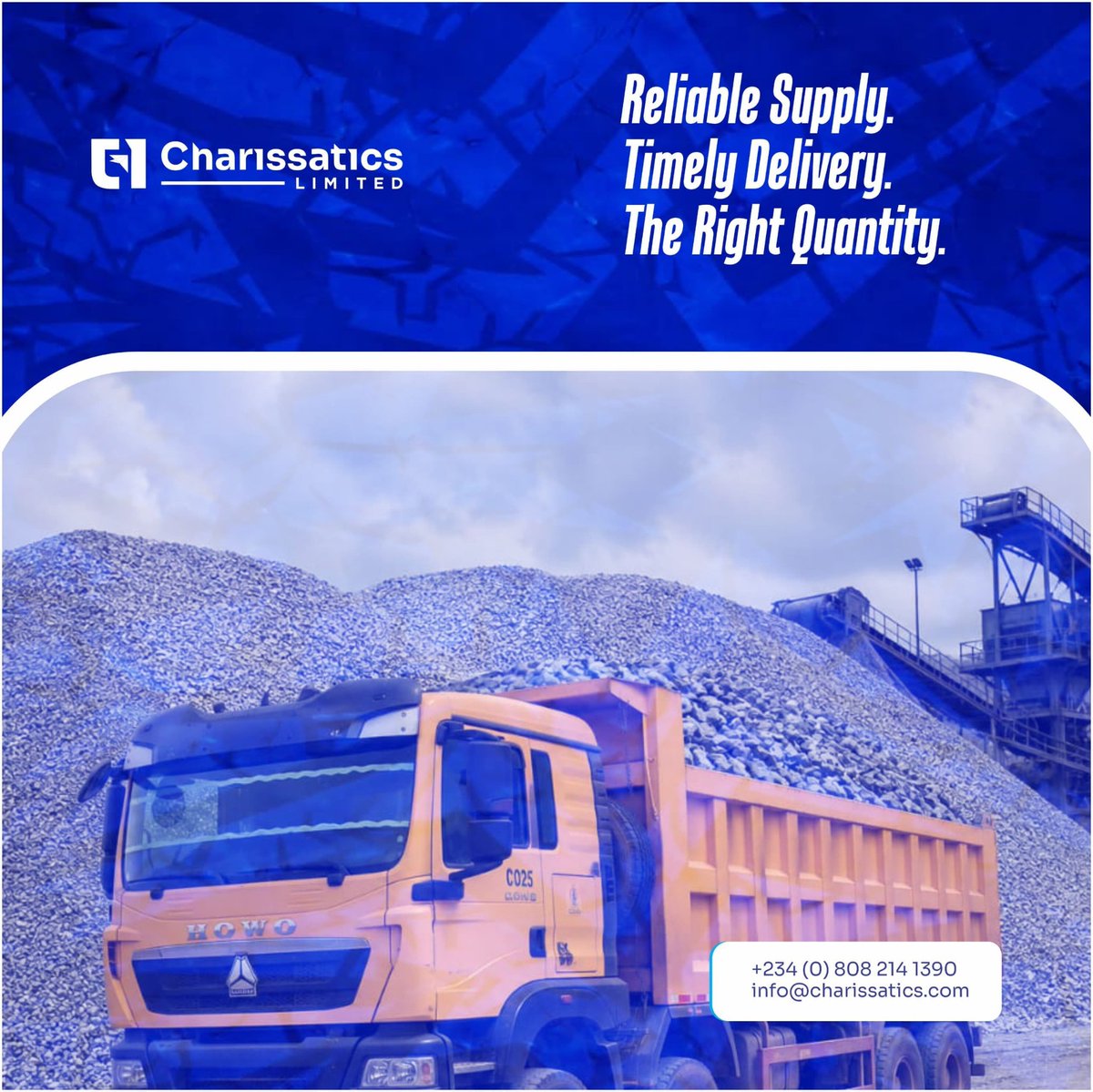 charissatics's tweet photo. Are you building a residential development or managing a commercial project having the right construction materials delivered on time makes the difference.
At Charissatics Limited, we supply a wide range of quality quarry materials and also provide dependable dump truck haulage. https://t.co/4DfZ8mIubl