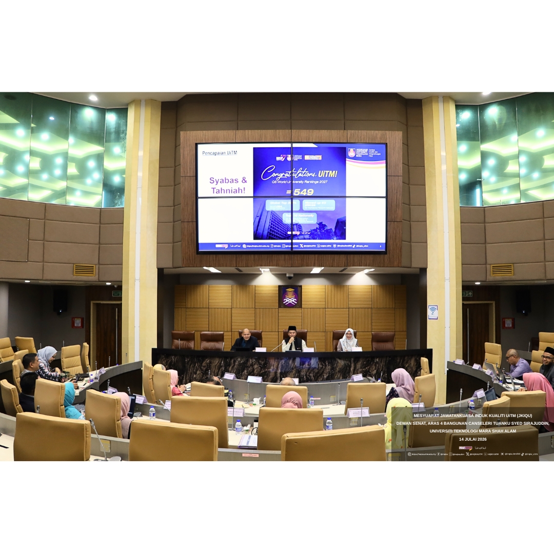 InQKAUiTM's tweet photo. Mesyuarat JKIQU telah berlangsung pada 14 Julai 2026 (Selasa) di Dewan Senat, Aras 4, Canseleri Tuanku Syed Sirajuddin, UiTM Shah Alam dan dipengerusikan oleh Profesor Datuk Ts. Dr. Shahrin bin Sahib @ Sahibuddin, FASc., Naib Canselor UiTM. 
#InQKAUiTM https://t.co/wLJzwOt9pq