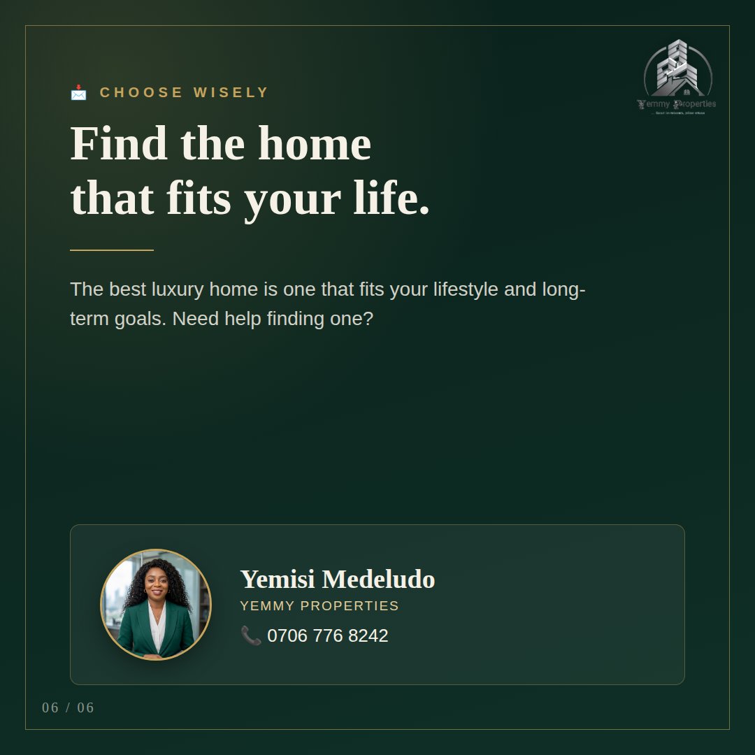 YMedeludo's tweet photo. 🏡 Luxury isn't just about beauty.

It's about location, quality, security and lasting value.

What feature matters most to you when buying a home?

#LuxuryHomes #RealEstateNigeria #YemmyProperties https://t.co/k9XwTxWvsC