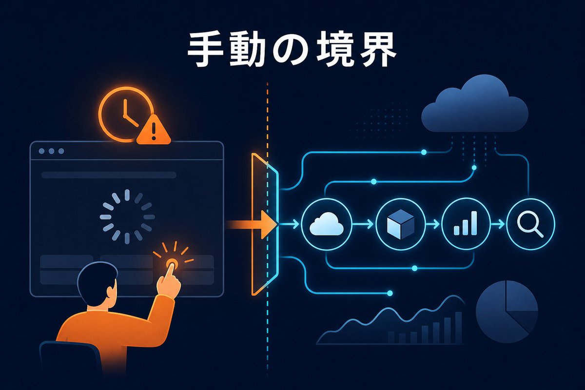 kokiaioutput's tweet photo. ブラウザ自動化を組んでる人が必ず踏むやつ。A8・afb・もしものASP管理画面、Playwrightで開くとページがdocument_idleに到達しなくて、操作が全部タイムアウトする。自分もここで丸一日溶かした。原因はそもそもASP側の管理画面が自動化と相性が悪いこと。だから解決策は「全部自動化」を捨てること。切り分けはこう。提携申請だけは人間がやる。それ以外、Cloudflare・Vercel・GA4・GSCは自動操作が通るので、そこまでをAIに丸投げする。ASPだけ手動、あとは自動、で線を引���と詰まりが消える。全部AIにやらせようとするほど、この一点で止まる。