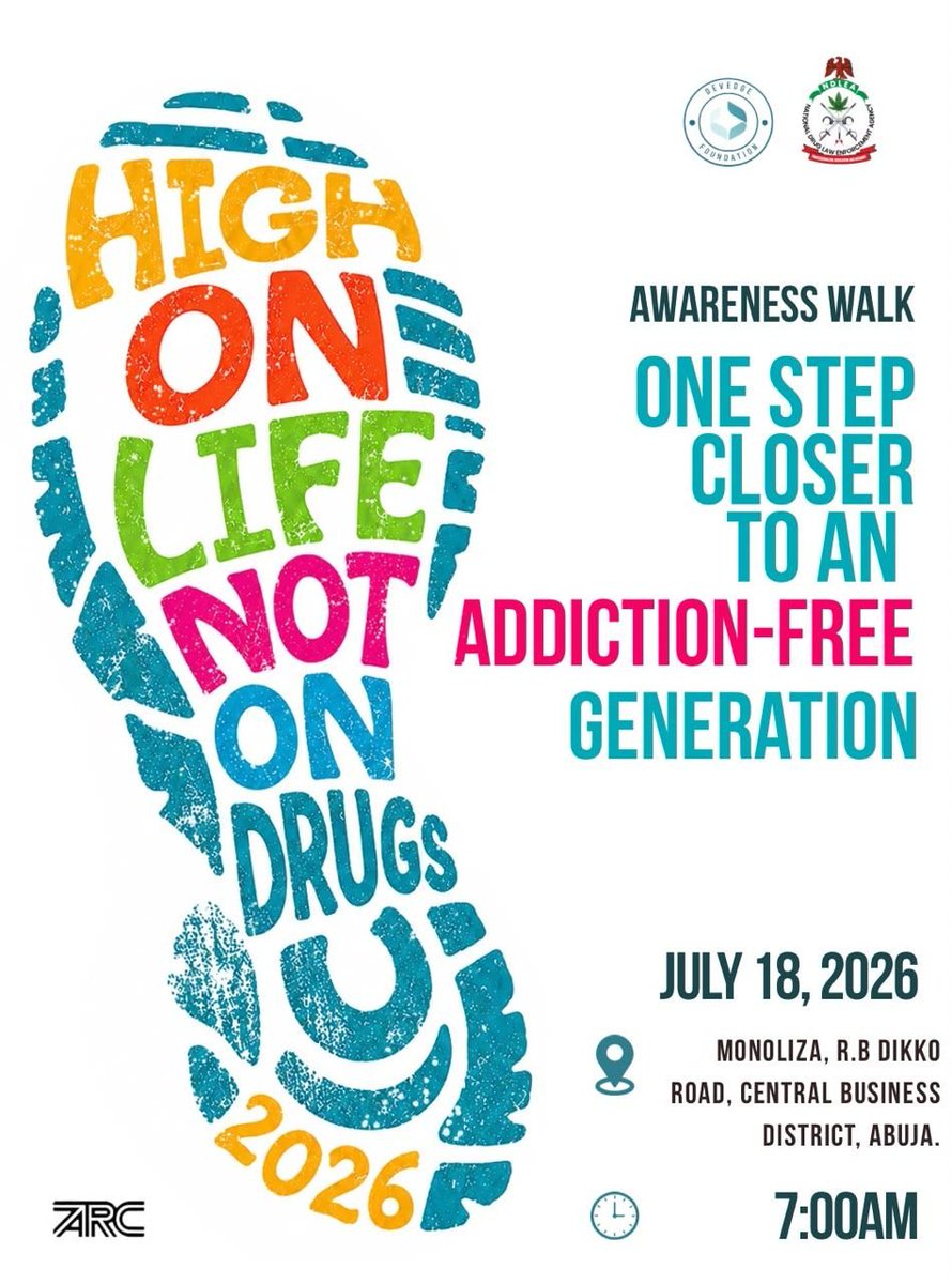 abujarunclub's tweet photo. This Saturday We will be running/ walking for a cause. Dev Edge CBHA foundation will be collaborating with the #ARCERS community for a campaign themed
βHIGH ON LIFE, NOT ON DRUGS"
This is going to be a fun campaign. Sign up with the link #WerunTogether
https://t.co/RO2vqdWh0g https://t.co/jqtcItae2L