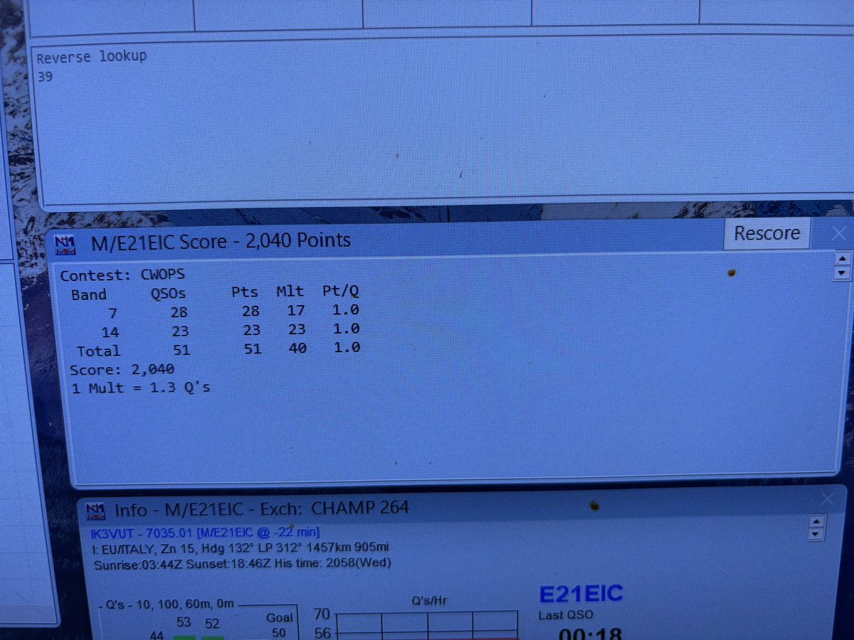 SomChamp's tweet photo. M/E21EIC enjoying 2 out of 4 CWT sessions from G land running barefoot with a simple dipole.

#CWops https://t.co/RMXYRaDWAq