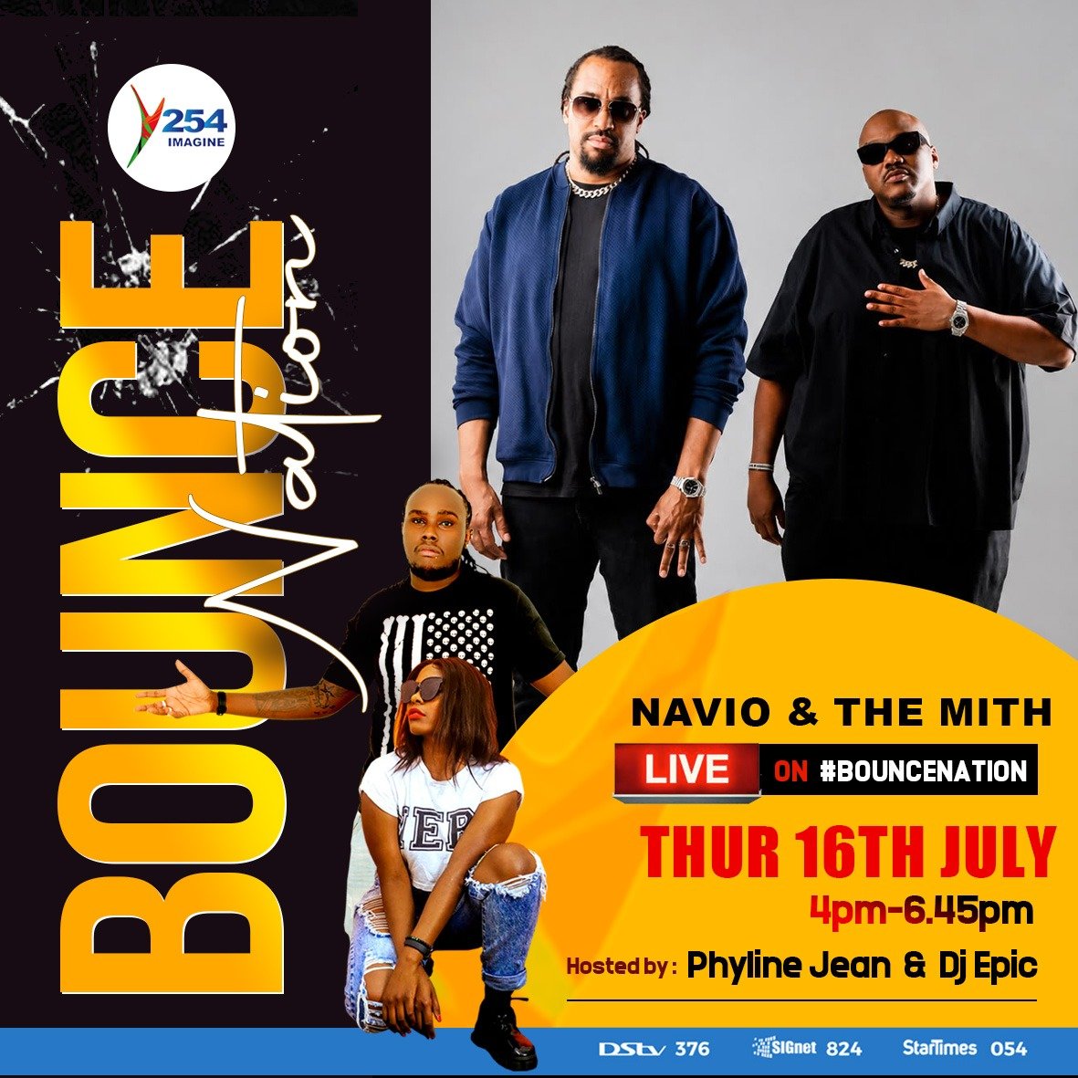 Y254Channel's tweet photo. Coming up at 4:00 pm tunawaletea awesome vibes on #BounceNation with Phyline Jean and DJ Epic. Don't miss!
^NK https://t.co/qyeoK03CQs