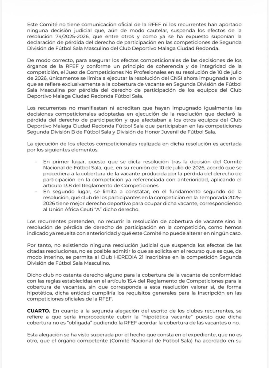 Futsalsur's tweet photo. 🟢 La @rfef se lava las manos con el @MalagaFS  y solo queda la fortaleza y datos que @ManuHeredia21 y su gabinete jurídico aporten en la vía jurisdiccional civil competente. Confiemos que todo quede en una pesadilla. Dificil de digerir que un club con tanto arraigo quede fuera. https://t.co/xJsairGZUR