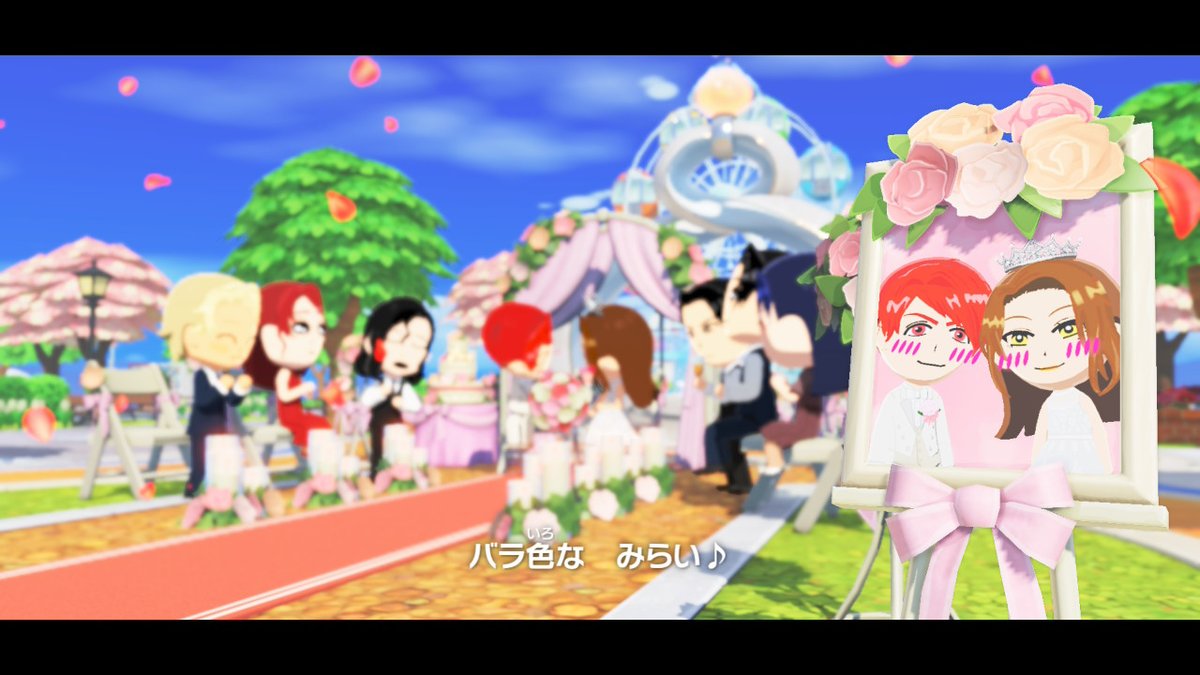 moramora_trpg's tweet photo. そしてまなさらが結婚しました💒💐
 
いつもは片方がプロポーズで花束を渡すんですが、今回は沙羅も同時に花束出してきて「被っちゃったね笑」みたいなやりとりしててかわいかったです　ありそう(？)

お幸せに………🙏🙏🙏

#マンボウ島記録帳 https://t.co/vH8GmXQFeu