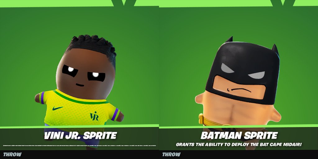 FireMonkey's tweet photo. New Sprite Effects:

Vini Jr. Sprite
Sprinting for a short time makes your slide destructive. Slidekicking enemies increases rate of fire and reload speed.

Batman Sprite
Grants the ability to deploy the Bat Cape midair! https://t.co/PwKRY71y9a