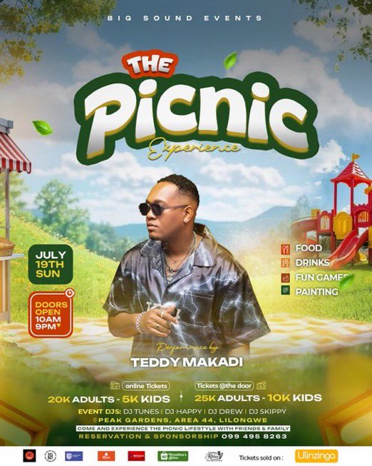 Hyperloll4's tweet photo. The Picnic Experience is happening on Sunday 19th July 2026

Bring your family and friends 

Performances by 

Trappy Beats 
Theresa Phondo 
Teddy makadi
Merchah 
Kineo Madness 

Venue - Peak Garden Area 44 

https://t.co/UpylneSEQd

#ThepicnicExpirience https://t.co/T1YIECKAQ8