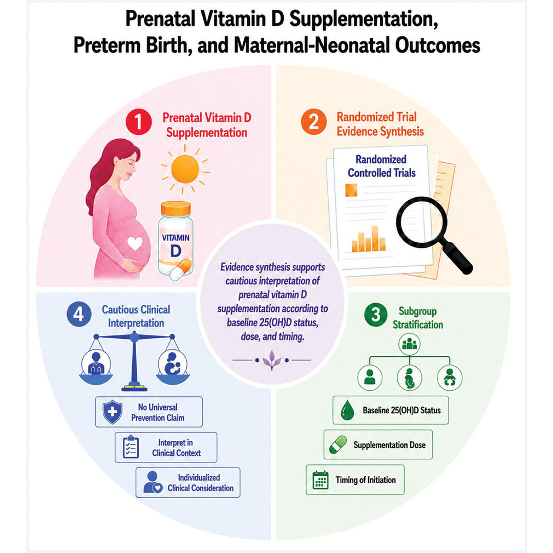 JournalBio's tweet photo. This systematic review of 38 RCTs finds prenatal vitamin D supplementation does not reduce preterm birth risk or improve outcomes.