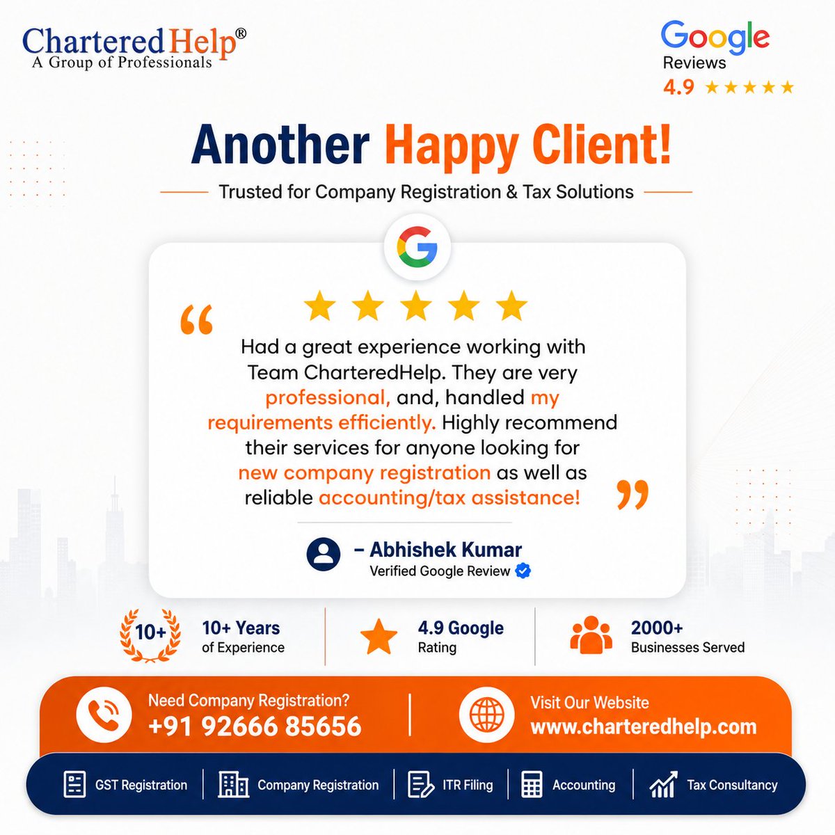 Chartered_help's tweet photo. Every 5⭐ Review inspires us to do even better. Thank You! 🙏

#charteredhelp https://t.co/2r4nwgm7sS