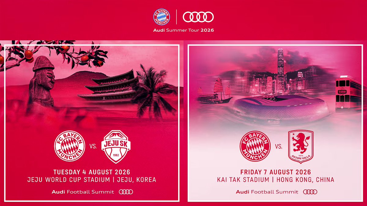 MnbrBayern's tweet photo. 📅| جدول إستعدادات بايرن ميونخ للموسم الجديد:

🩺| 20 يوليو: الفحوصات الطبية للاعبين. 
🏕| 27 إلى 30 يوليو: معسكر الفريق في تيغرنسي
⚽️| 30 يوليو: مباراة ودية مع فريق روتاخ إيغرن. 

🏕| 1 إلى 8 أغسطس:  جولة أودي في كوريا الجنوبية و هونغ كونغ. 
⚽️| 4 أغسطس مباراة ودية مع فريق جيجو إس كيه الكوري. 
⚽️| 7 أغسطس: مباراة ودية مع أستون فيلا. 

⚽️| 15 أغسطس: كأس تيليكوم: مباراة ودية ضد لايبزيغ. 

#منبر_البايرن