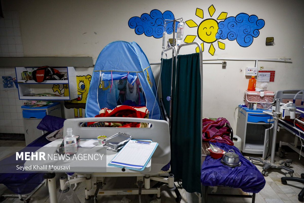IRIMFA_SPOX's tweet photo. Shahid Baqaei Hospital, a children's cancer treatment centre in Ahvaz, was evacuated last night after the US attacked a nearby location.

This barbaric attack, reminiscent of Israel’s atrocities against healthcare facilities, caused severe suffering and anxiety upon the hospitalized children, and forced the emergency evacuation of 211 patients undergoing chemotherapy.

This constitutes a cowardly war crime against the most innocent of human beings — children who are bravely fighting for their lives.

 Those who ceaselessly preach human rights, yet deliberately turn a blind eye to the targeting of hospitals and health centers, have forfeited every shred of moral credibility.