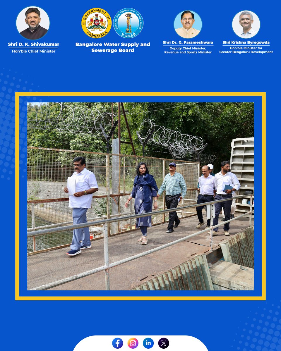 chairmanbwssb's tweet photo. BWSSB Chairperson Dr. N. Manjula, IAS, visited Shiva Balancing Reservoir, Netkal Balancing Reservoir, and the TK Water Treatment Plant & Pumping Station to review operations, assess infrastructure performance, and strengthen preparedness for reliable drinking water supply across Bengaluru.

#BWSSB #Bengaluru #WaterInfrastructure #PublicService