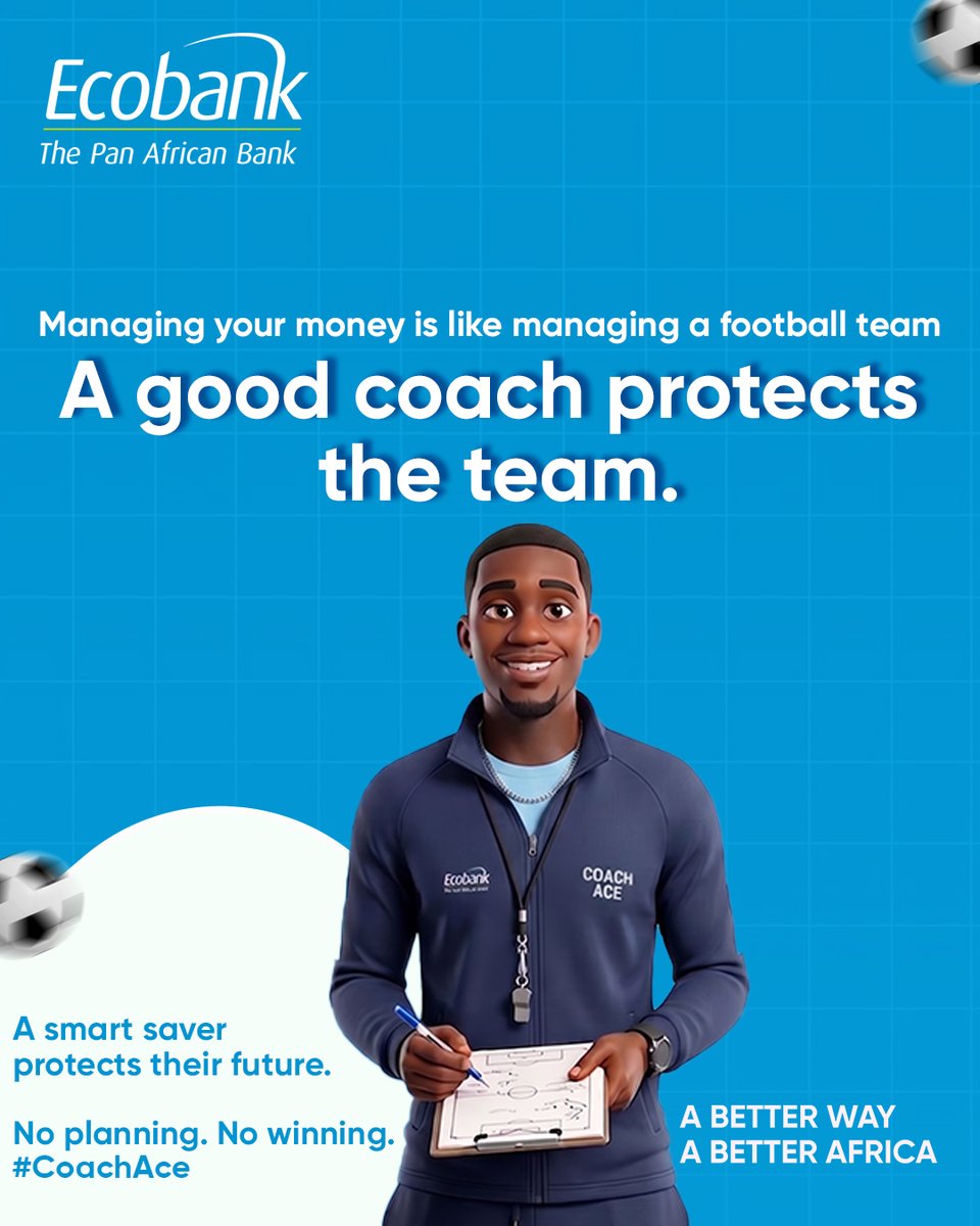 EcobankGhanaPLC's tweet photo. Meet Banker Ace ⚽​
Your new money coach for the ABCs of Money series.​
Because whether it’s football or finances…​
you don’t win by chance; you win by strategy.​
Class is in session.

#ABCsOfMoney #EcobankGhana #PlayYourMoneyRight #CoachAce #BankerAce https://t.co/dmTocIpWpu