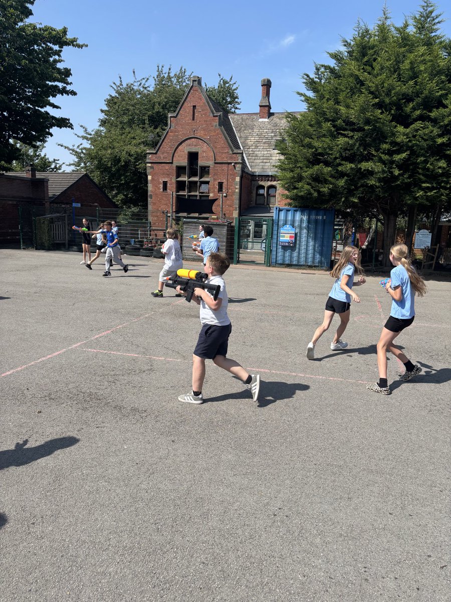 Year 6 enjoying a water fight before their Leavers&rsquo; Prom this evening! Image