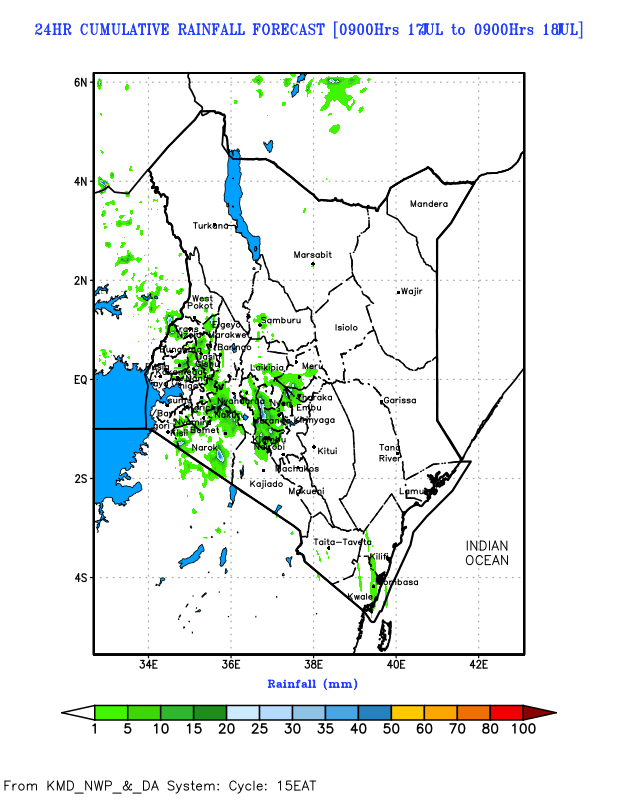 MeteoKenya's tweet photo. 🌤️Dry conditions expected across the country. However, some parts of Bungoma, Kisii, Kericho, Kisumu, Nyamira, Migori, Nyeri, Nyandarua, Trans Nzoia and Nairobi counties may receive rainfall. 
 
☁️Intermittent cool and cloudy conditions are expected in some parts of Embu, Kiambu, Kirinyaga, Laikipia, Meru, Murang'a, Nairobi, Nyandarua, Nyeri, Tharaka-Nithi, Kitui, Machakos, Kajiado, and Makueni Counties.

 🌧️ Some parts of Embu, Nyeri, Meru, Uasin Gishu, Nandi, Kisumu, Siaya, Kisii, Migori, Homa Bay, Nakuru, Narok, Kericho, Kakamega, Trans-Nzoia, Busia and Bungoma counties may receive rainfall.