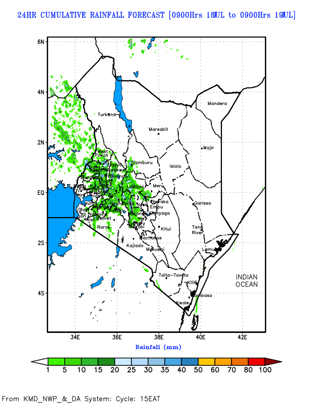 MeteoKenya's tweet photo. 🌤️Dry conditions expected across the country. However, some parts of Bungoma, Kisii, Kericho, Kisumu, Nyamira, Migori, Nyeri, Nyandarua, Trans Nzoia and Nairobi counties may receive rainfall. 
 
☁️Intermittent cool and cloudy conditions are expected in some parts of Embu, Kiambu, Kirinyaga, Laikipia, Meru, Murang'a, Nairobi, Nyandarua, Nyeri, Tharaka-Nithi, Kitui, Machakos, Kajiado, and Makueni Counties.

 🌧️ Some parts of Embu, Nyeri, Meru, Uasin Gishu, Nandi, Kisumu, Siaya, Kisii, Migori, Homa Bay, Nakuru, Narok, Kericho, Kakamega, Trans-Nzoia, Busia and Bungoma counties may receive rainfall.