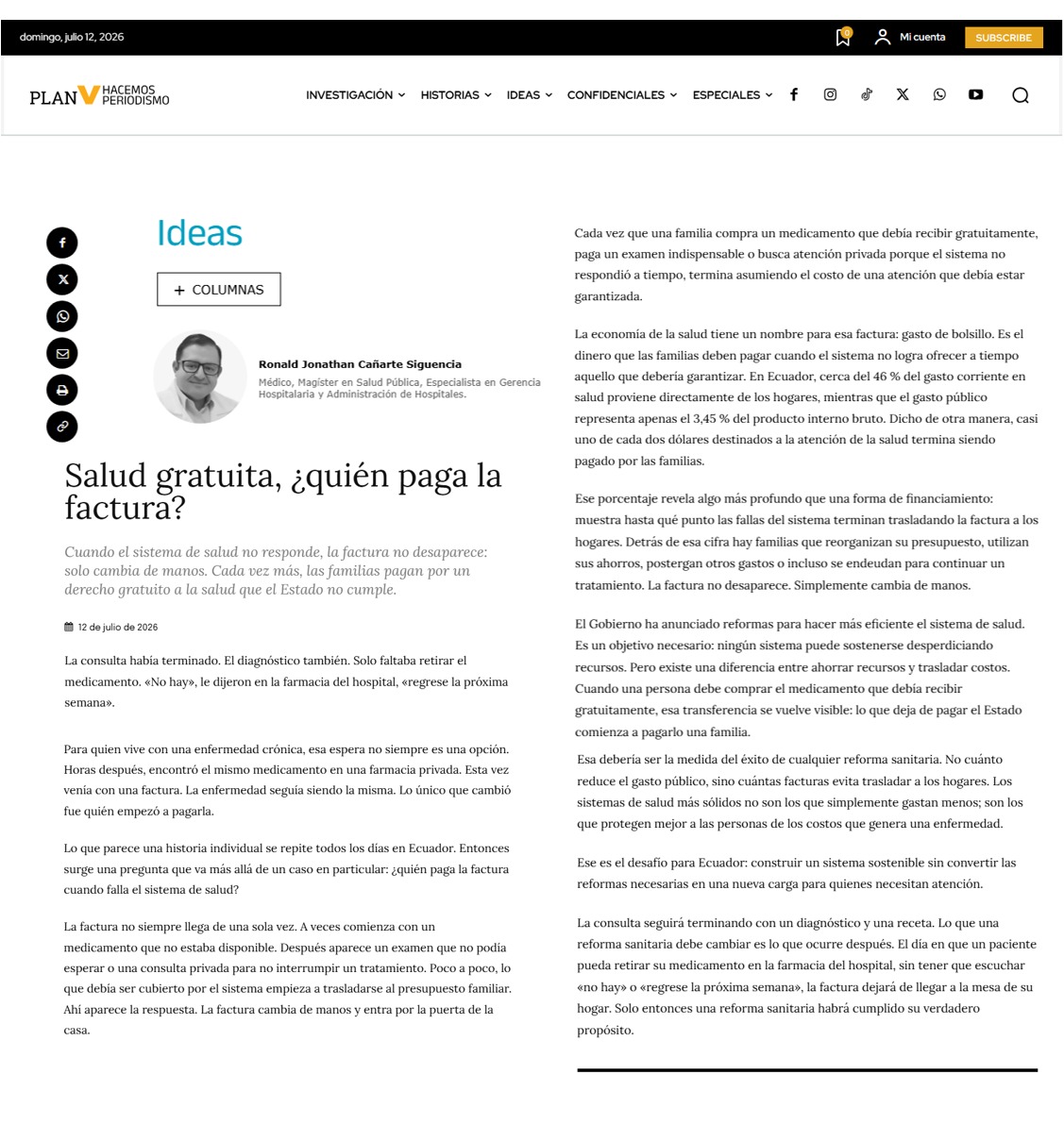 RCANARTES's tweet photo. 📌 Nueva columna en la sección Ideas de @revistaPlanV 

𝗦𝗮𝗹𝘂𝗱 𝗴𝗿𝗮𝘁𝘂𝗶𝘁𝗮, ¿𝗾𝘂𝗶𝗲́𝗻 𝗽𝗮𝗴𝗮 𝗹𝗮 𝗳𝗮𝗰𝘁𝘂𝗿𝗮?

🔗 https://t.co/XP44VVMdta https://t.co/l7LOs3HCh1
