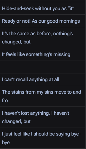 25mariuses's tweet photo. it makes me sad when ppl go "deco is washed, he doesnt try anymore" when its the opposite.

considering how he was given complete bullshit to work with, things like "how is it that i can sing this requiem for you" and "finding out a prank through a spoiler" are so clever. https://t.co/rO5VB3ZMeK