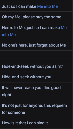 25mariuses's tweet photo. it makes me sad when ppl go "deco is washed, he doesnt try anymore" when its the opposite.

considering how he was given complete bullshit to work with, things like "how is it that i can sing this requiem for you" and "finding out a prank through a spoiler" are so clever. https://t.co/rO5VB3ZMeK