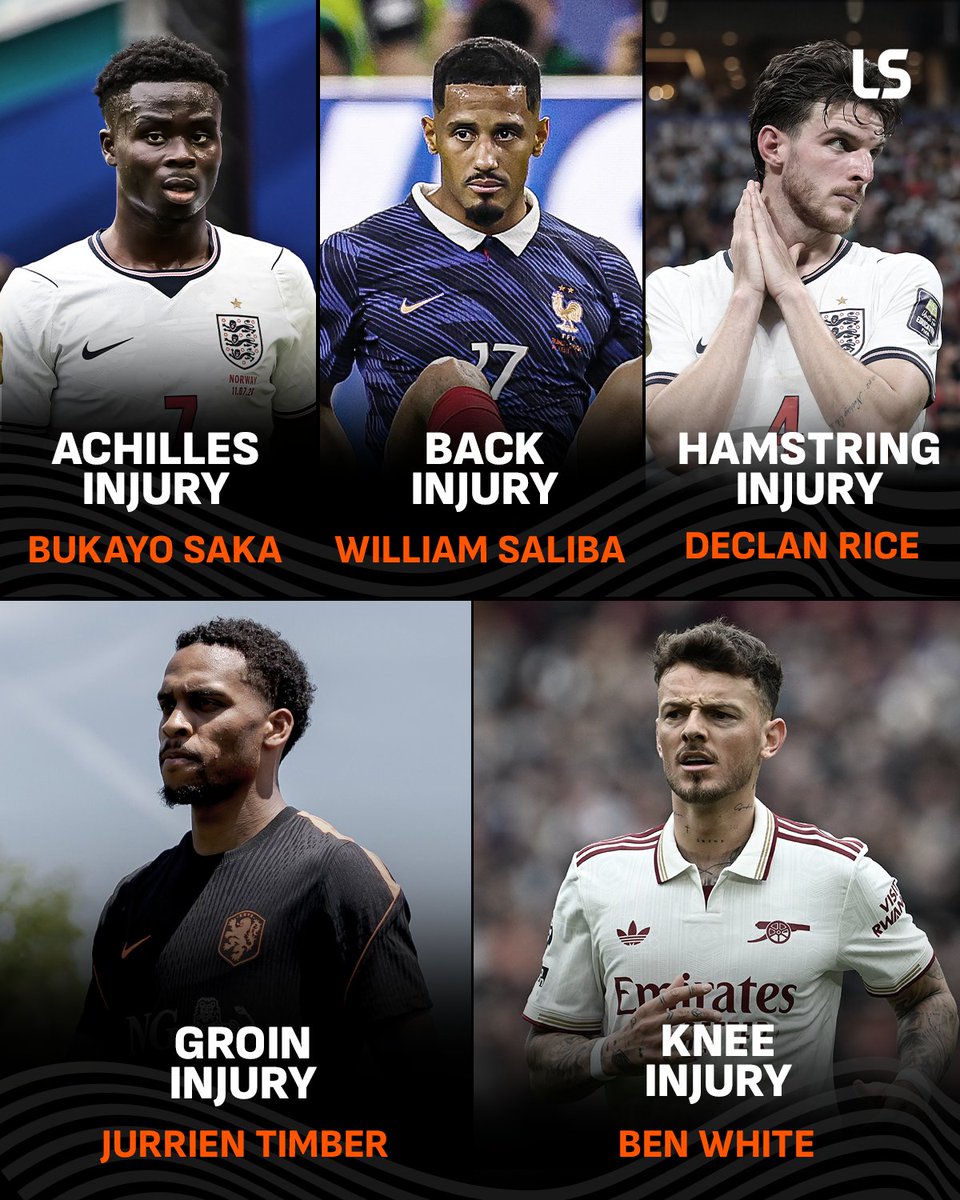 livescore's tweet photo. Arsenal's start to the season has gone from bad to worse 😬

William Saliba is reportedly undergoing medical tests and could require back surgery 🩻🫣 https://t.co/Qr14F3dfAZ