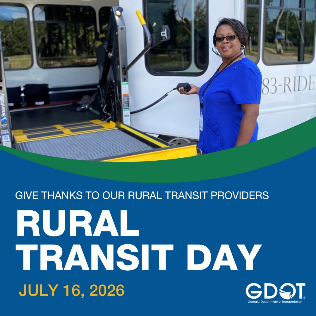 GADeptofTrans's tweet photo. 🚌 Today is National Rural Transit Day!

From getting people to work and medical appointments to helping them access essential services, rural transit plays a vital role in keeping Georgia moving.

🔗 : https://t.co/G9z84doftU https://t.co/u02MvbvoC0