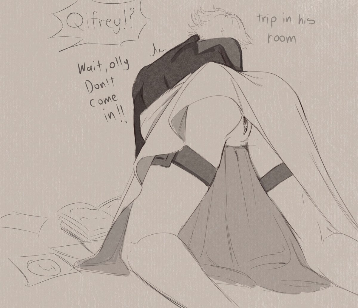 Bunight_99's tweet photo. Qifrey fall over the floor in his room https://t.co/TU2O6vcvpT
