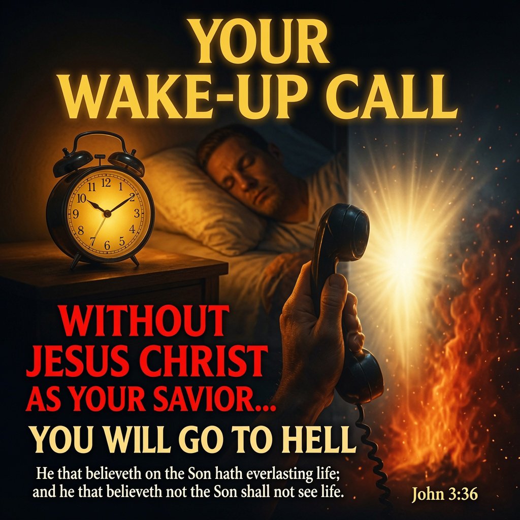 mpilogabela212's tweet photo. "Your Wake-Up Call! Without Jesus Christ as your Savior... you will go to hell. He that believeth on the Son hath everlasting life: and he that believeth not the Son shall not see life; but the wrath of God abideth on him. John 3:36 KJV" #mzansi #madlanga #southafrica https://t.co/264fm5HHtu