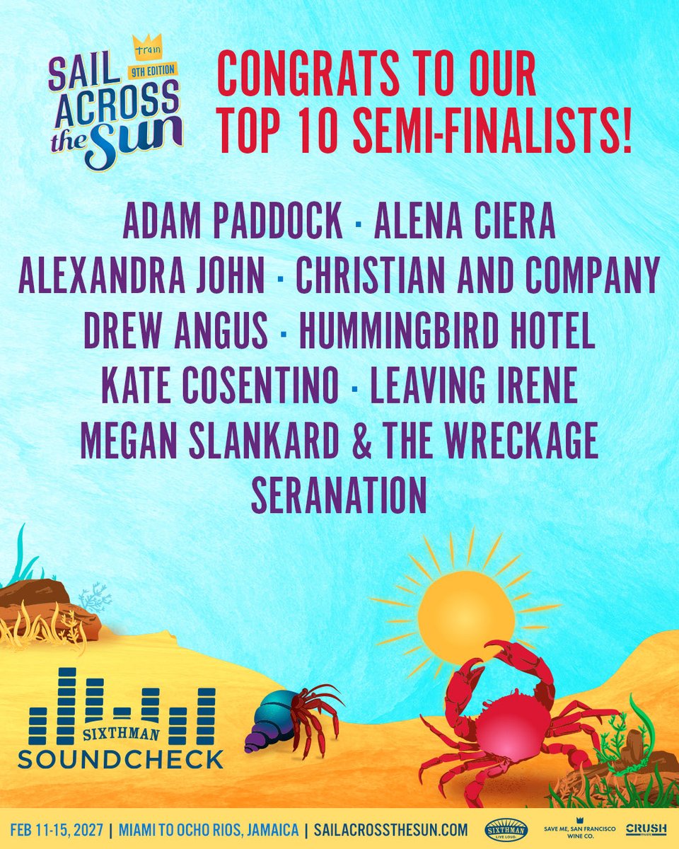 AJAlexandraJohn's tweet photo. We are so excited to announce that we’ve been selected as one of the 10 top ten finalists for the opportunity to play @TrainCruise 🦀🌊 

Voting is open now till 11:59 EST on Thursday, July 23rd. Please vote for your favorite twins with the link in bio🪩 Stay tuned for more updates!✨

https://t.co/Qbz45zRFIZ

#sailacrossthesun