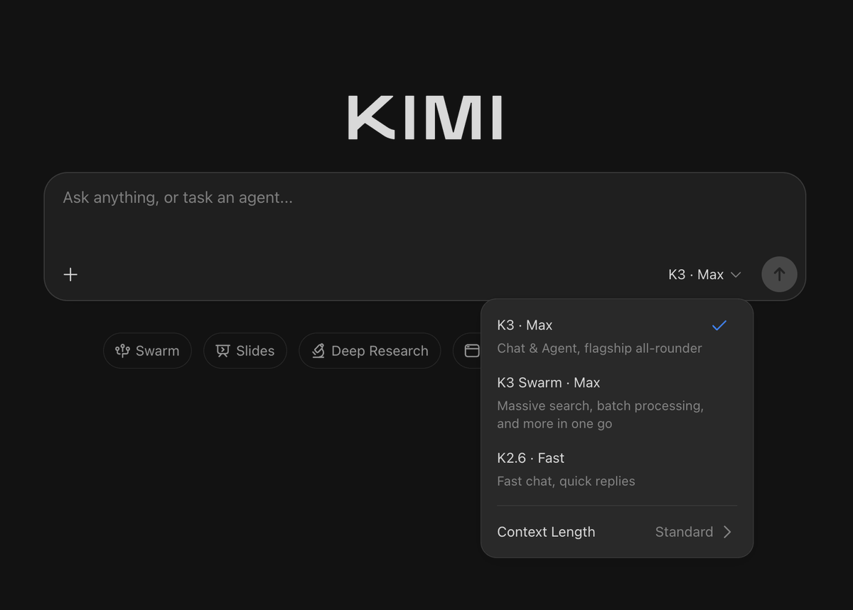 shashankpoola's tweet photo. kimi k3 is out 👀 

already live on their website.  
 
- k3 max 
- k3 swarm max https://t.co/B7ASdYC1Fr