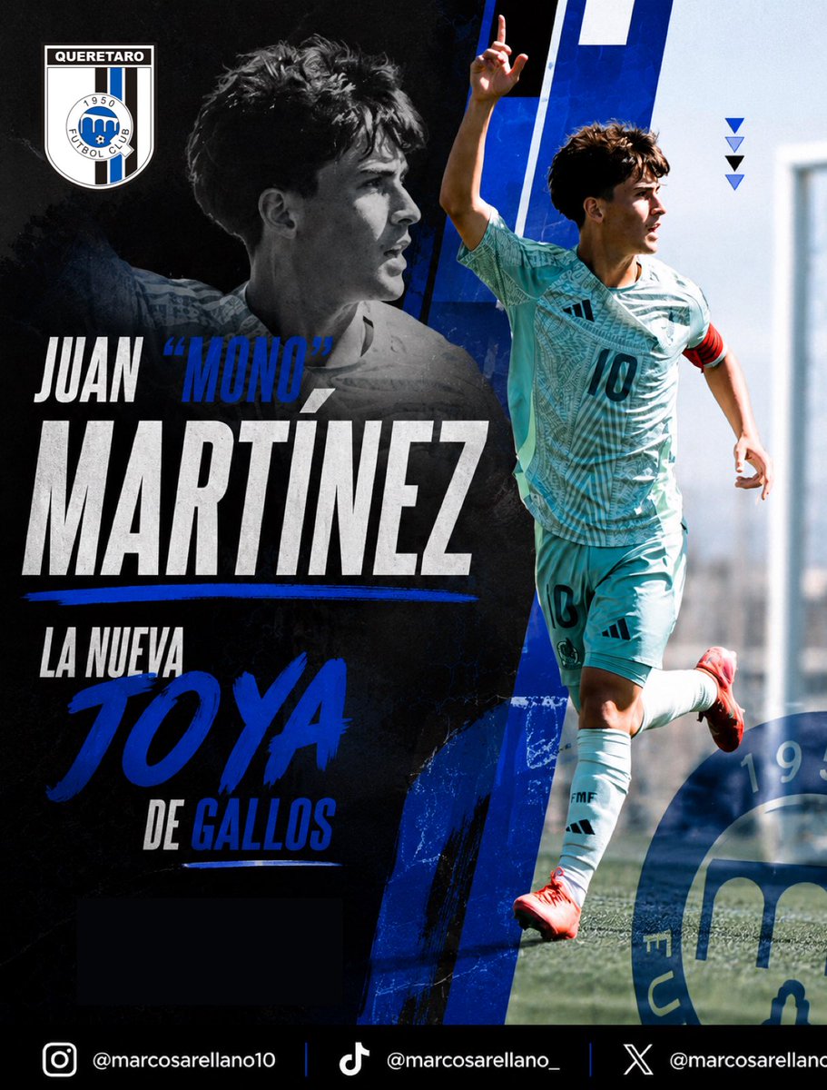 MarcosArellano_'s tweet photo. 💎 Juan “Mono” Martínez, jugador de 16 años y que juega como volante creativo, se une a Gallos Blancos, es la apuesta fuerte del equipo del “Chino” ya que será parte del primer equipo. 🔵⚫️🐔 https://t.co/OzVhEzKFyW