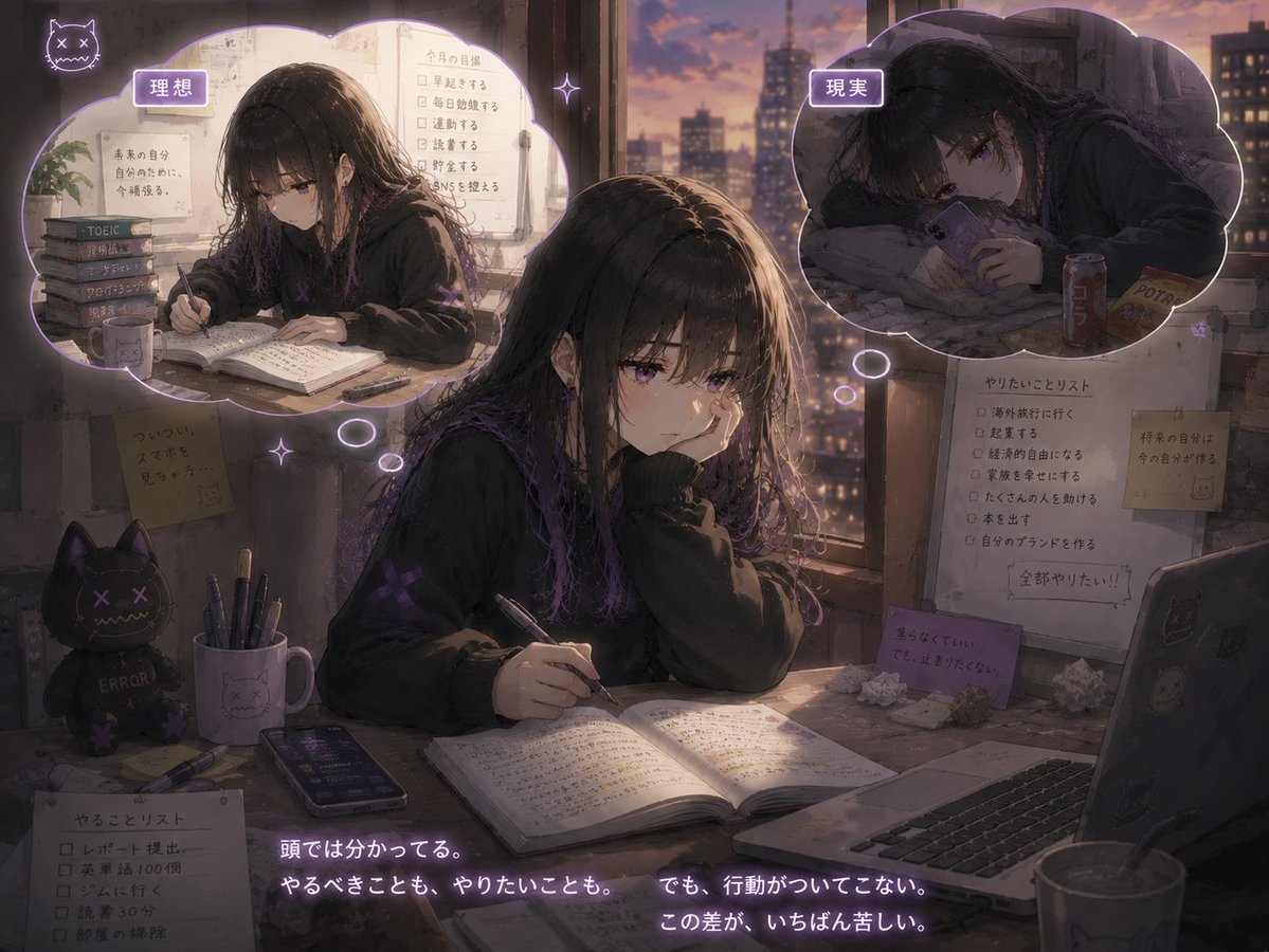 glitchcat_404's tweet photo. やる気は、
ずっとある。
行動だけが、追いつかない。
The motivation
has always been there.
Only my actions never caught up.
#GlitchCat #ErrorIsEmotion #Glitchworld #emotionalart #mentalhealth #glitchart https://t.co/RSmN7xnbiC