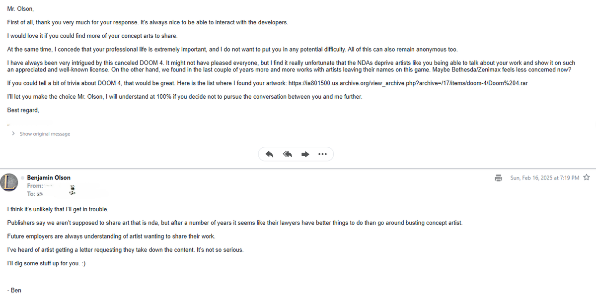 GilouBbx's tweet photo. @OlexGameDev @Runhob This guy worked on DOOM 4, a decade ago (https://t.co/DbEORhoBTM). Here is what he wrote to me about ZeniMax's NDA. https://t.co/dy8AsBJ8cV