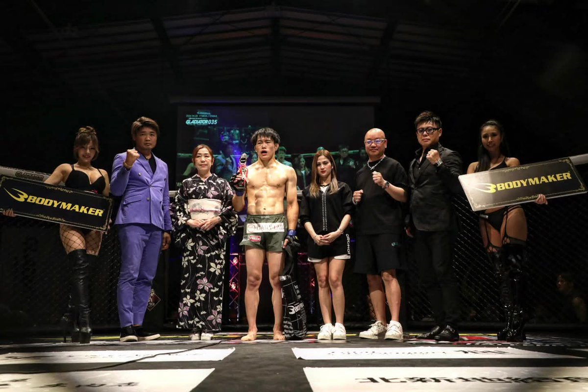 GLADIATOR_MMA_'s tweet photo. 2026 6/28 sun
BODYMAKERpresents
｢GLADIATOR 035」

■第10試合
GLADIATORバンタム級5分2R
✕セイヤ(kyoto SEIKENKAI)
vs
○佐藤基樹(BRAVEGYM) 判定3-0
 
#gladiator #bodymaker #the1tv https://t.co/O0xW4qS2Dk