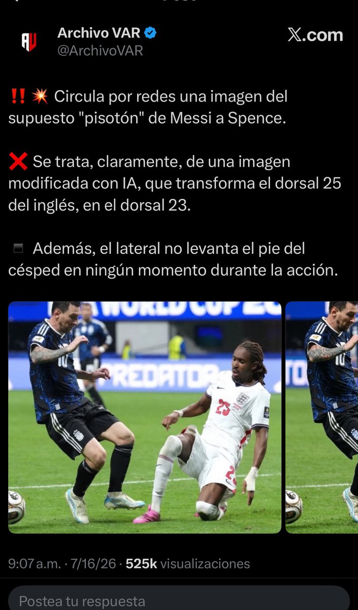 Frank21m's tweet photo. @DON_HDLCH No se cansan de manipular para crear un relato. Es tan obvio que es mentira que la pierna que le causa dolor inglés es la pierna izquierda la cual está más alejada de Messi y es imposible que se La Haya golpeado. https://t.co/JturY7w8Iw