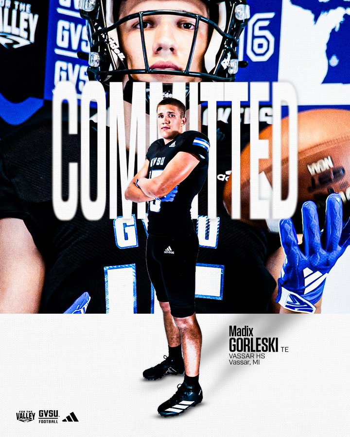 TheD_Zone's tweet photo. Vassar 2027 QB/TE Madix Gorleski has committed to Grand Valley State

https://t.co/5Iml1BTNAT https://t.co/Mb0KB4CdUx