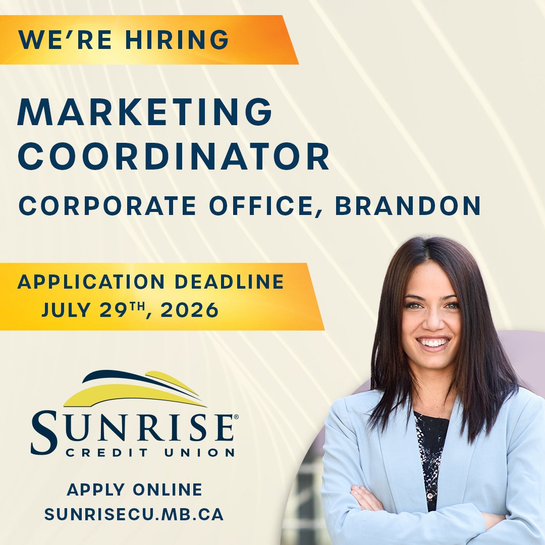 SunriseCU's tweet photo. We're hiring a Marketing Coordinator!

Are you a creative thinker with a passion for marketing and bringing ideas to life? We're looking for a motivated team player to help execute campaigns, support brand initiatives, and make an impact.

📍 Apply today https://t.co/yHSeQsUY5z https://t.co/pAnKpf15fl