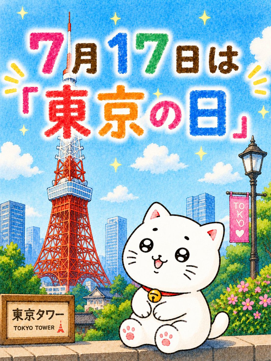 shironeko_7para's tweet photo. ７月１７日は『東京の日』！「江戸」から「東京」に改称され、日本の首都としての歴史が始まったといわれているよ。東京にはパワースポットがたくさんあって、中でも皇居は富士山などのエネルギーが流れ込む、強力な開運の入り口！運気のリセットにもオススメだよ。すてきな金曜日になりますように。 https://t.co/vBLVBuIjf0