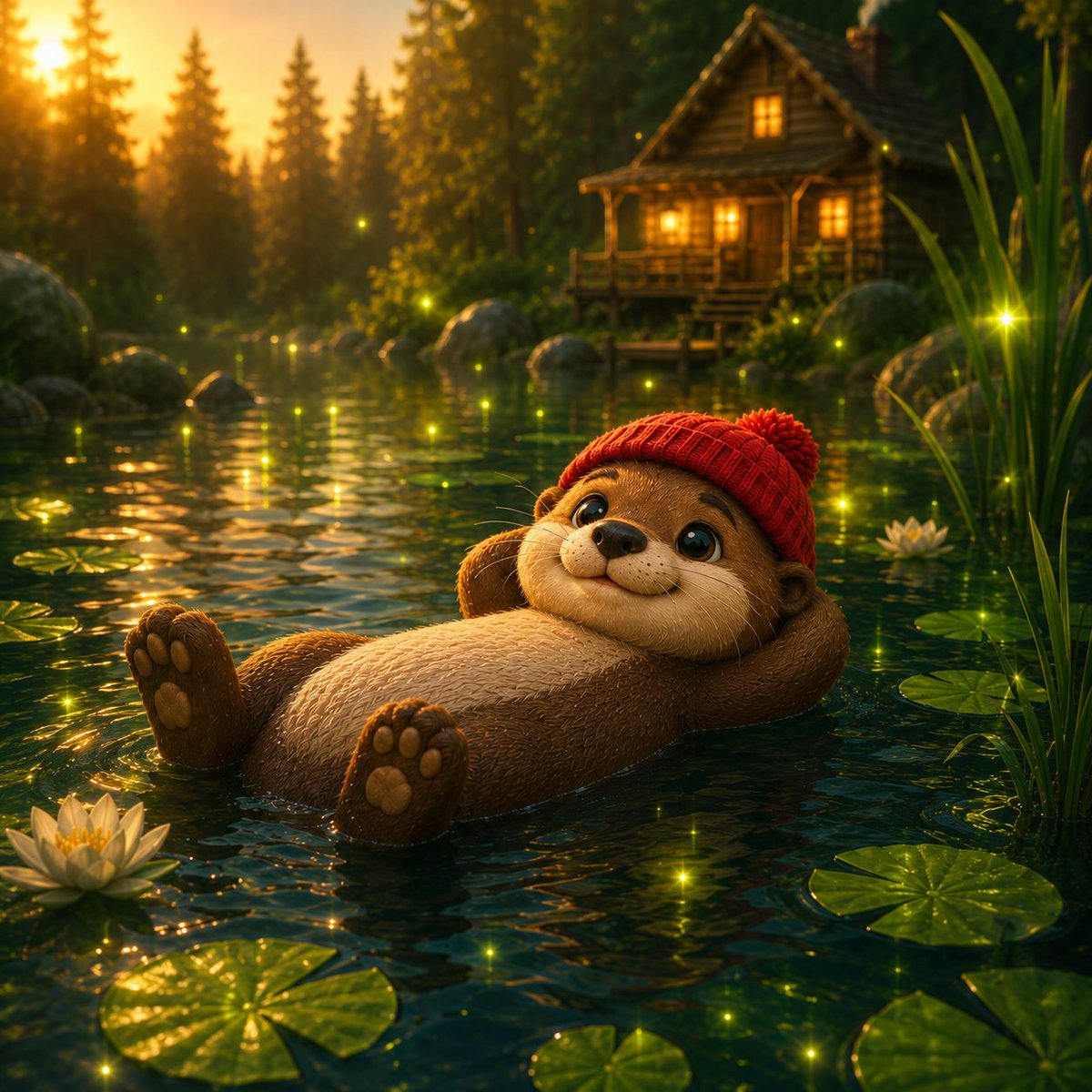 ottrworld's tweet photo. robinhood built a chain for tokenized stocks.

the memecoins looked at it and said: nice pond.

now there's an otter in a red beanie living in it. 

just chill. stay OTTR. 🦦🧢 https://t.co/zINcAB99Gr