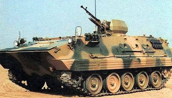 KrypTanko's tweet photo. Today's "Odd Tank" is the 🇨🇳Chinese 'ZSD85/SW1'

Created in the 2000's, this vehicle is based on the Type 85 APC and is equipped with the SW1 turret system. The turret was created by NORINCO as a modular upgrade for light armored vehicles. 
It features a 30mm ZPT-99 autocannon and four anti tank missile launchers which fire the Red Arrow 8 missile (HJ-8).

picture 3 is the base Type 85 APC.